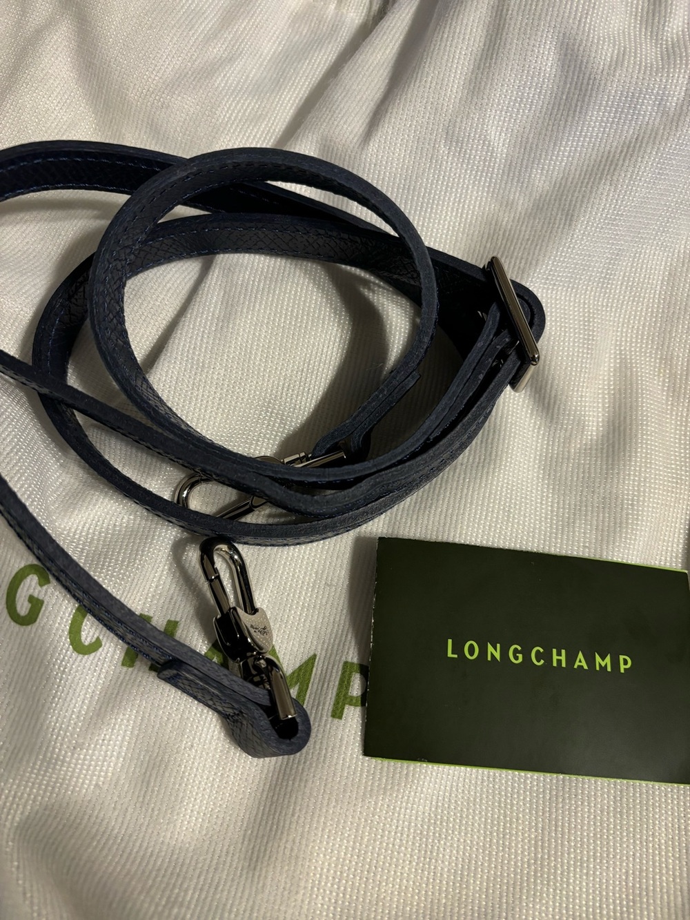 Longchamp Navy Mini Le Pliage Top-Handle Bag with Tricolor Horse Motif - Picture 10 of 11